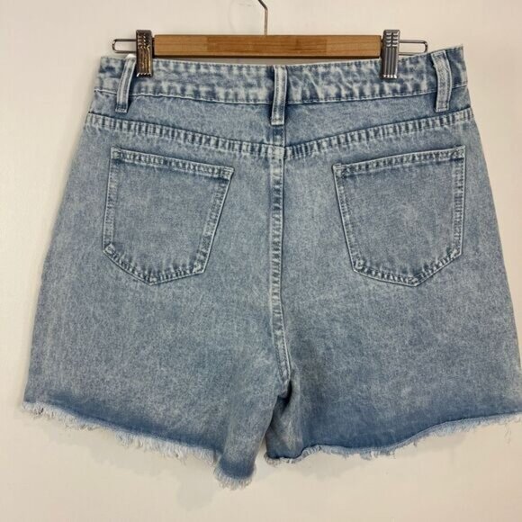 90s Y2K Style Women's Size Large Blue Jean Shorts Jorts Distressed Hem Mom - Picture 7 of 12